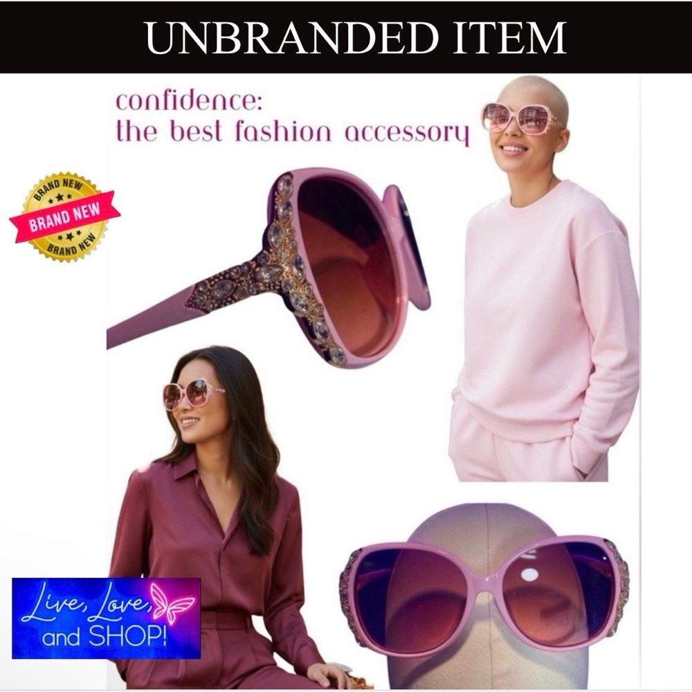 SUNGLASSES: Light Pink Frame & Lens w/Exquisite Matching Rhinestones, NWT